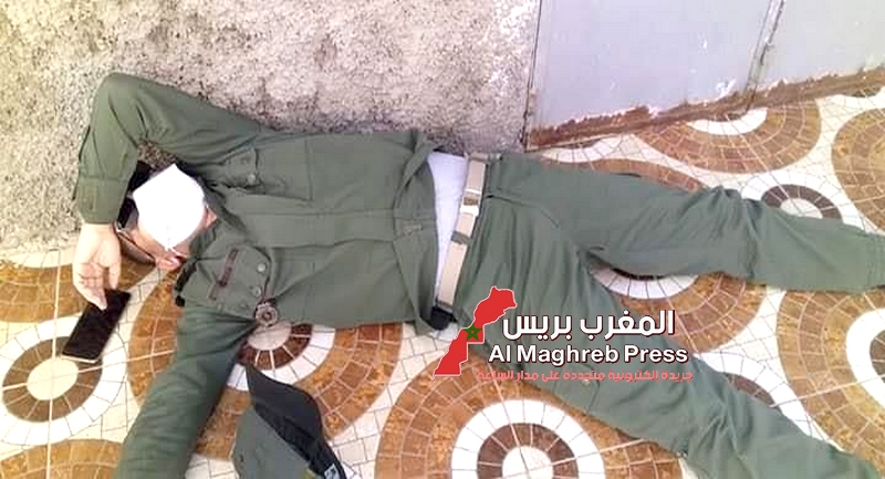 شخص في حالة هستيرية يعتدي على عنصر القوات المساعدة بالسلاح الأبيض